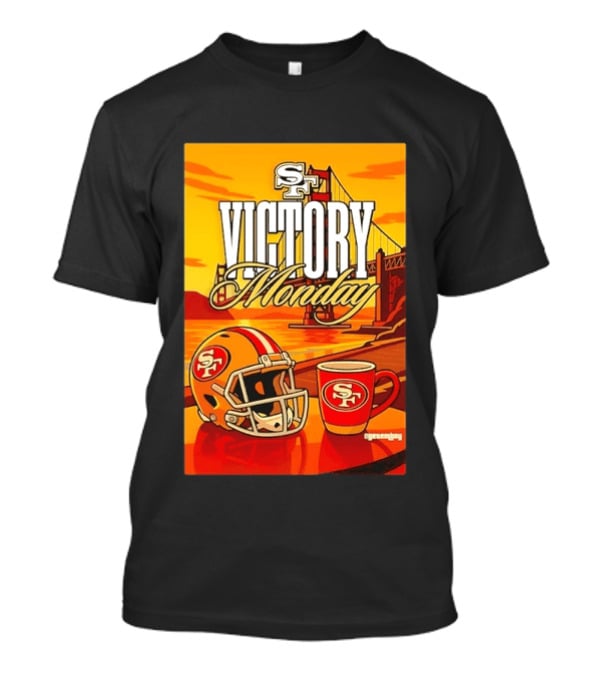 San Francisco 49ers Victory Monday Golden Gate Helmet And Coffee T-Shirt