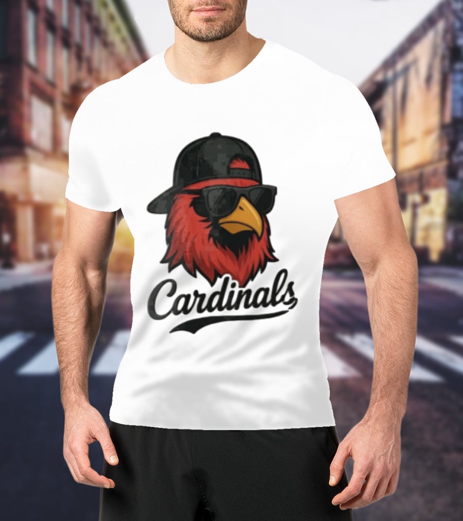 Cardinals Red Bird With Sunglasses And Cap T-Shirt