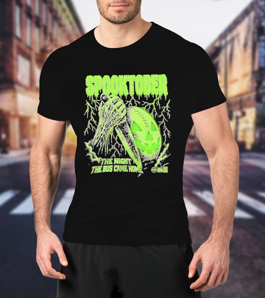 Spooktober The Night The Bus Came Home Halloween Knife Pumpkin Forest T-Shirt