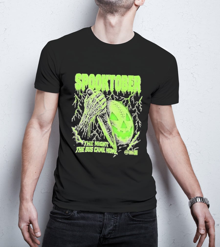 Spooktober The Night The Bus Came Home Halloween Knife Pumpkin Forest T-Shirt
