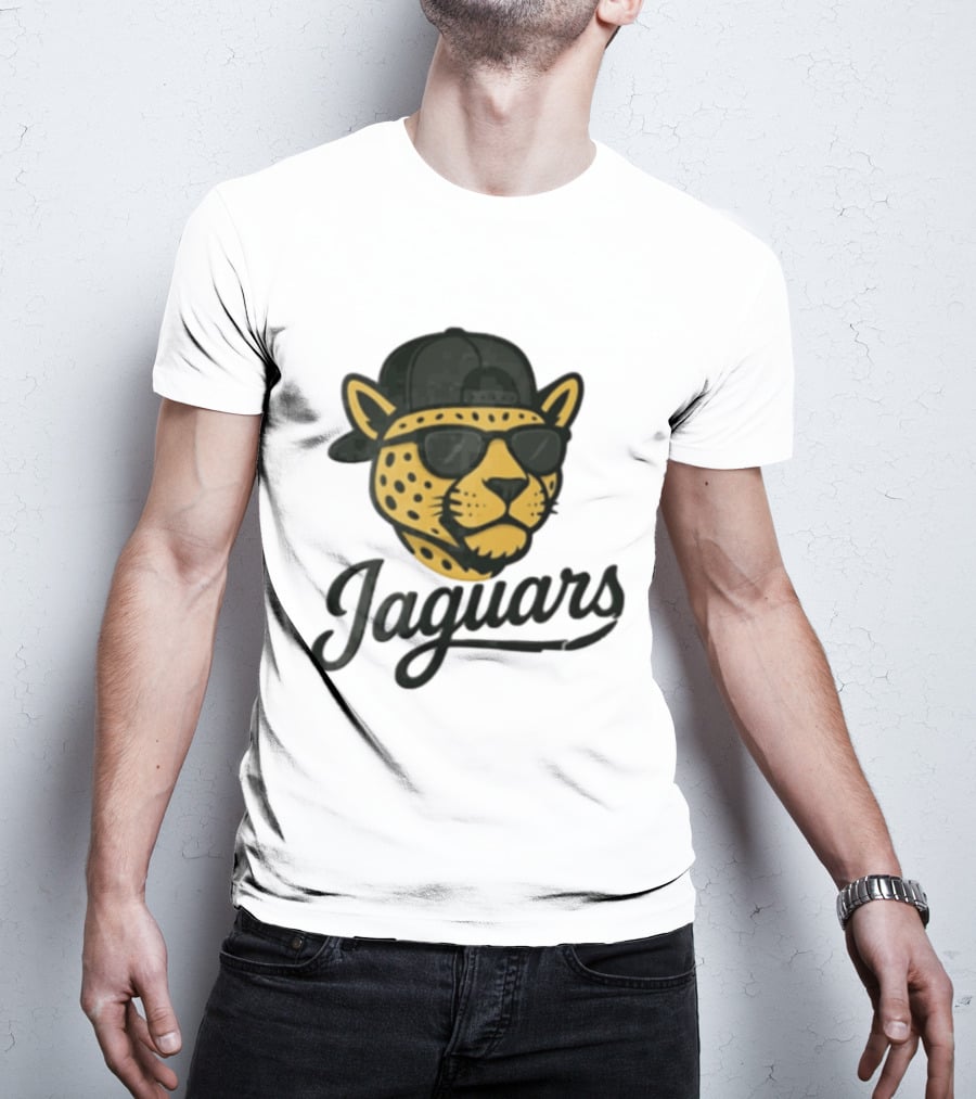 Jacksonville Jaguars Cool Jaguar With Cap And Sunglasses T-Shirt