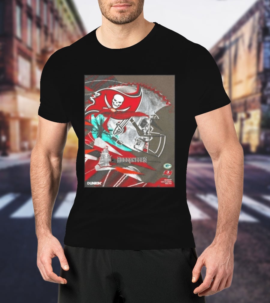 Tampa Bay Buccaneers Vs Green Bay Packers Matchup October 4 2026 Dunkin Promotion T-Shirt