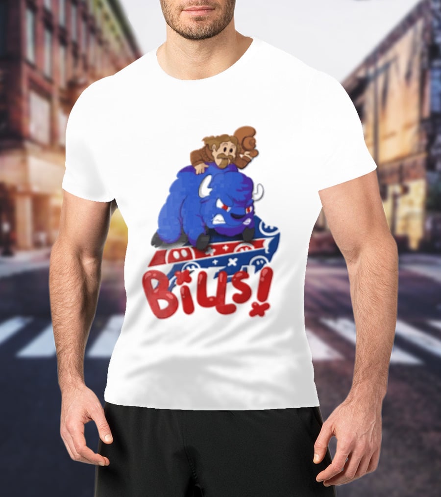 Buffalo Bills Cowboy Riding Angry Blue Bills T-Shirt