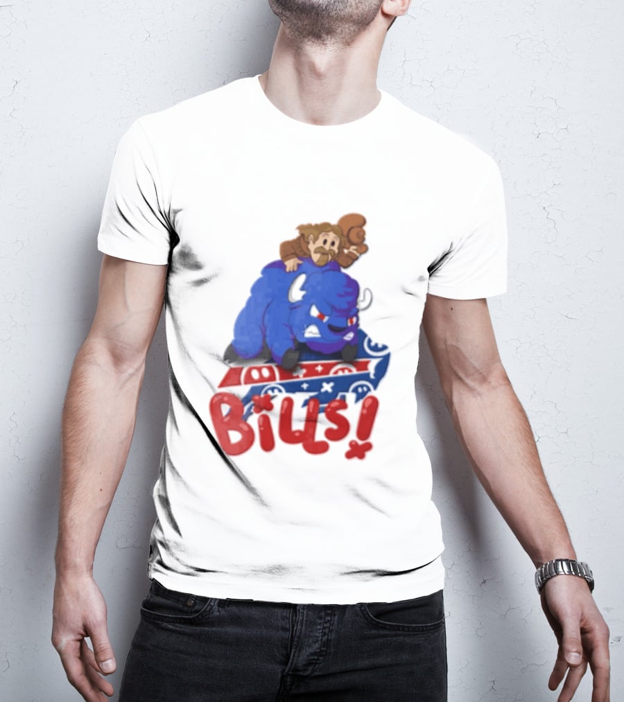 Buffalo Bills Cowboy Riding Angry Blue Bills T-Shirt