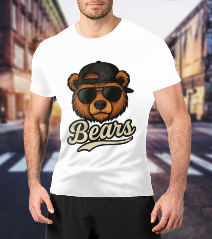 Chicago Bears Cool Bear In Sunglasses And Cap T-Shirt