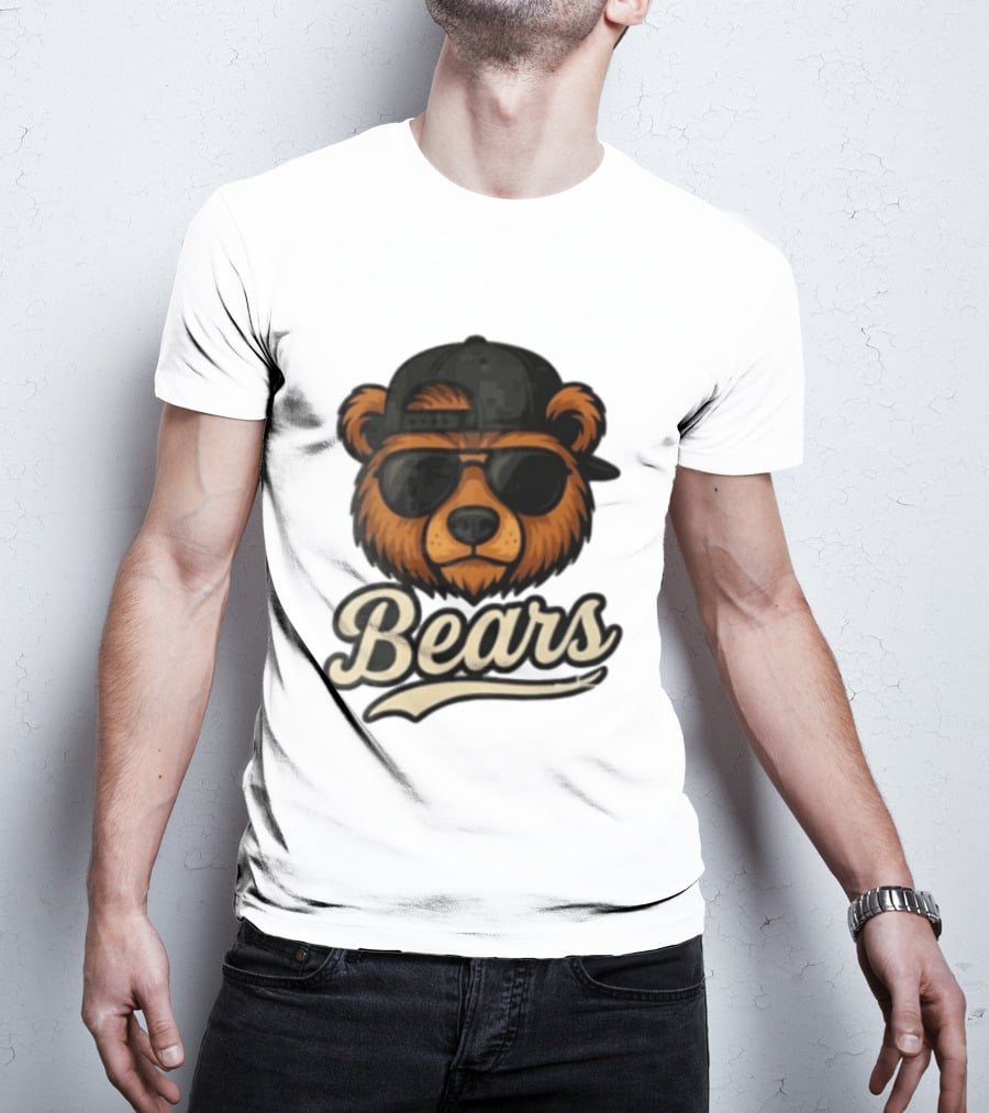 Chicago Bears Cool Bear In Sunglasses And Cap T-Shirt