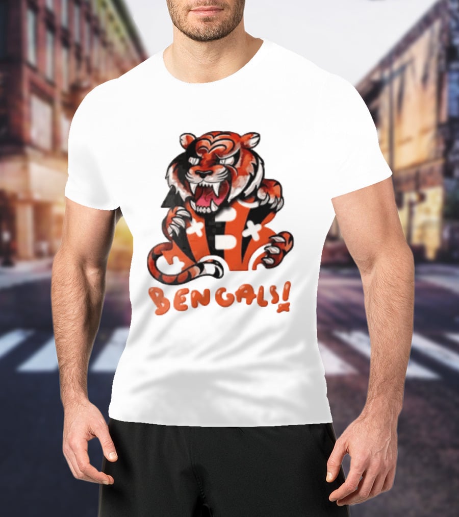 Cincinnati Bengals Snarling Tiger Over Bold B T-Shirt