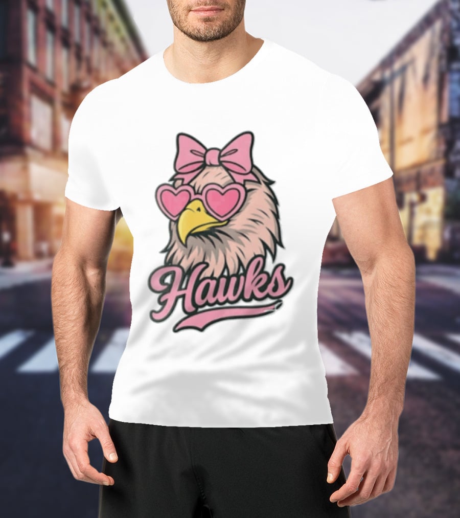 Hawks Eagle Pink Bow Heart Glasses T-Shirt