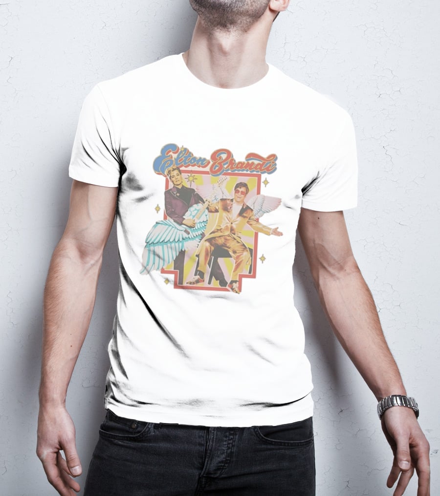 Elton John Brandi Carlile Winged Duo With Golden Outfit And Guitar T-Shirt