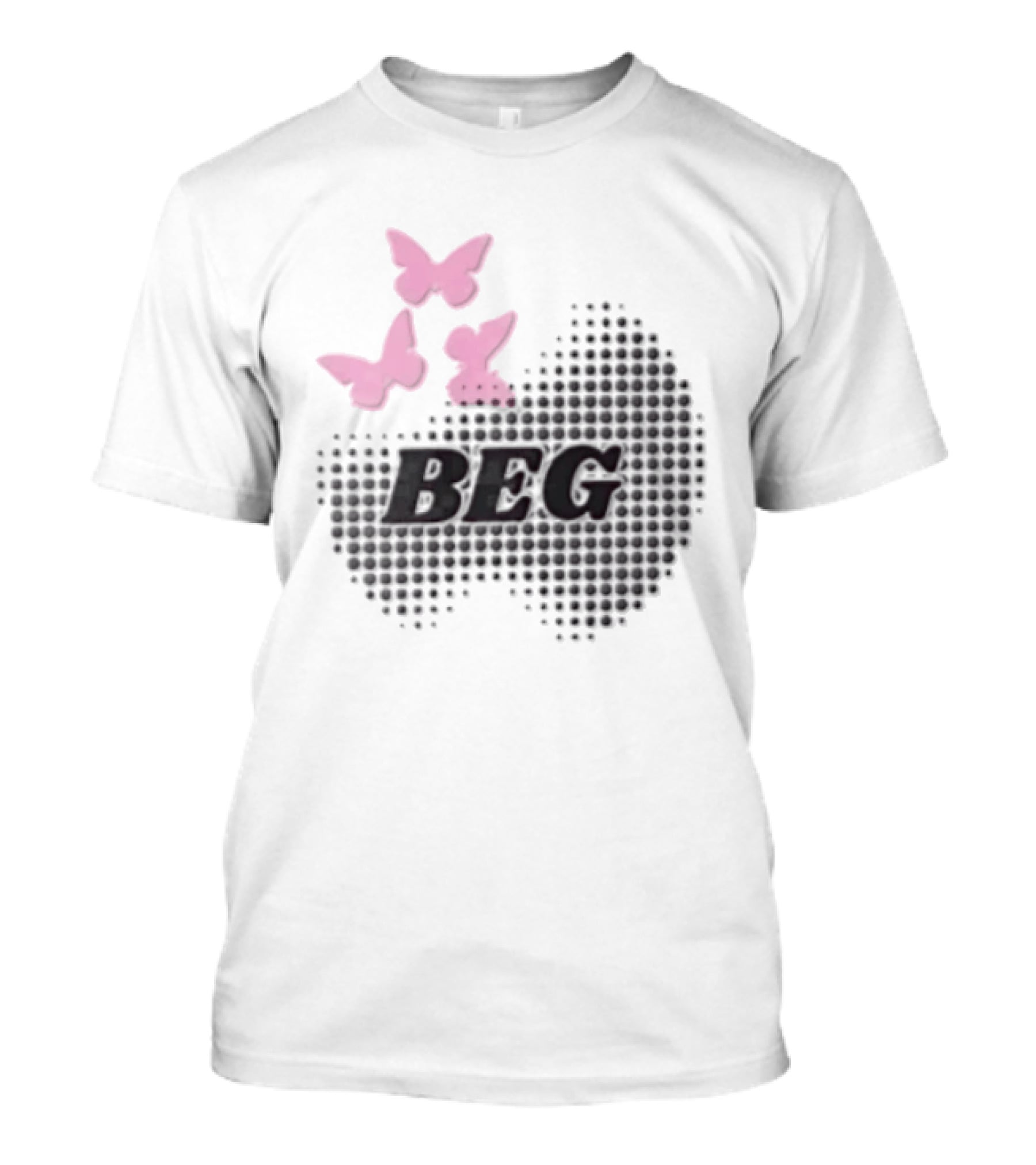 Pink Butterflies BEG Halftone T-Shirt