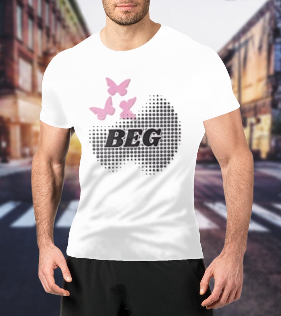 Pink Butterflies BEG Halftone T-Shirt