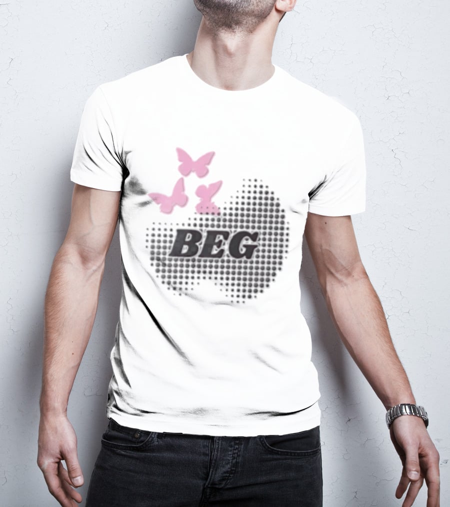 Pink Butterflies BEG Halftone T-Shirt