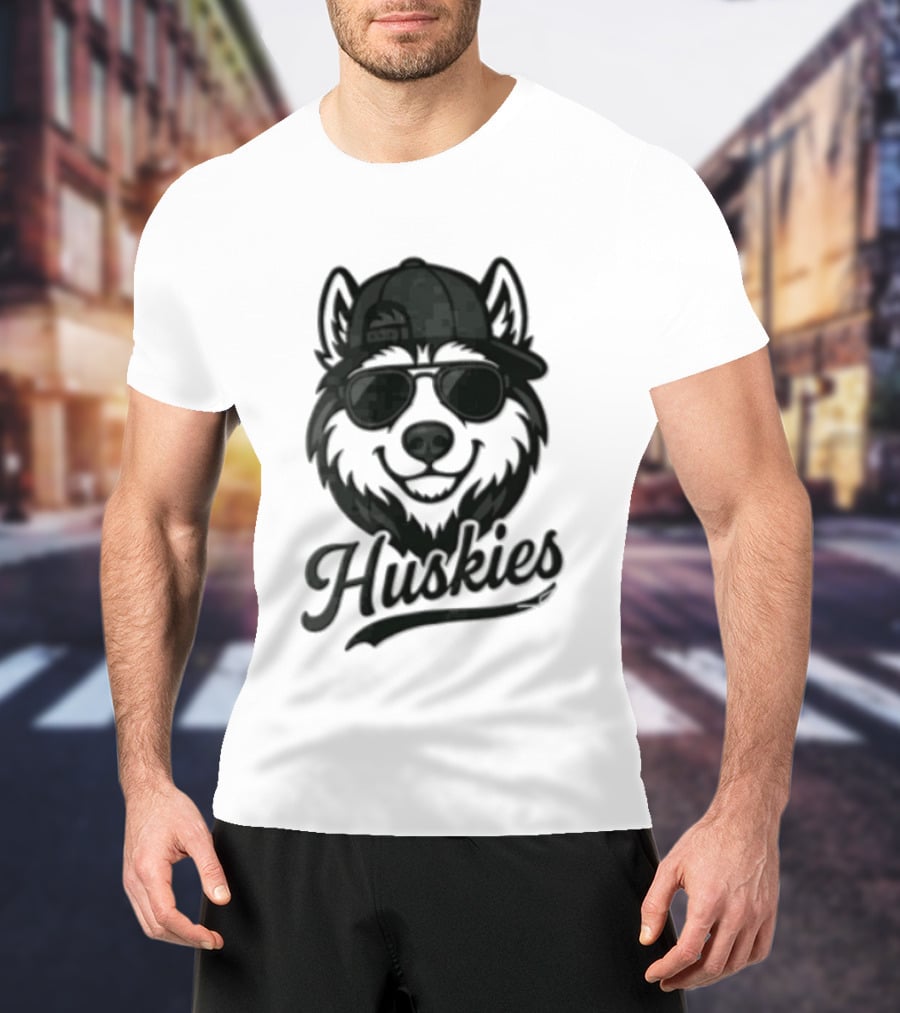 Huskies Husky Dog In Sunglasses And Cap T-Shirt