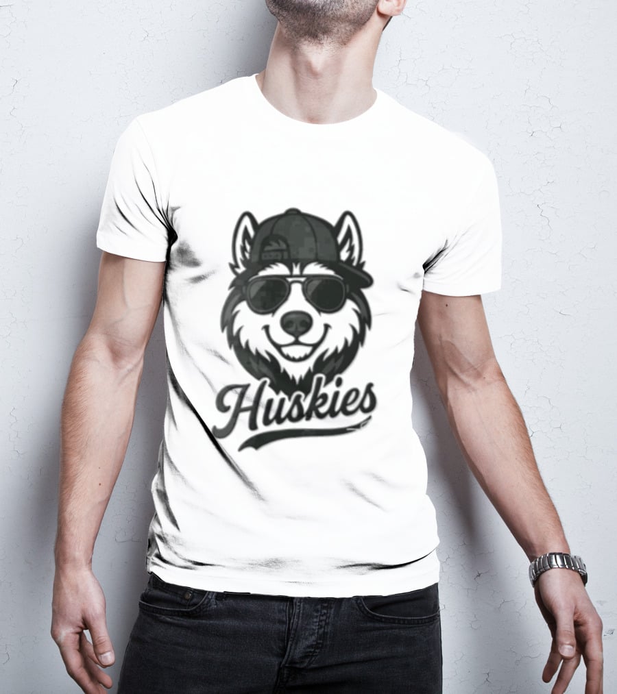Huskies Husky Dog In Sunglasses And Cap T-Shirt