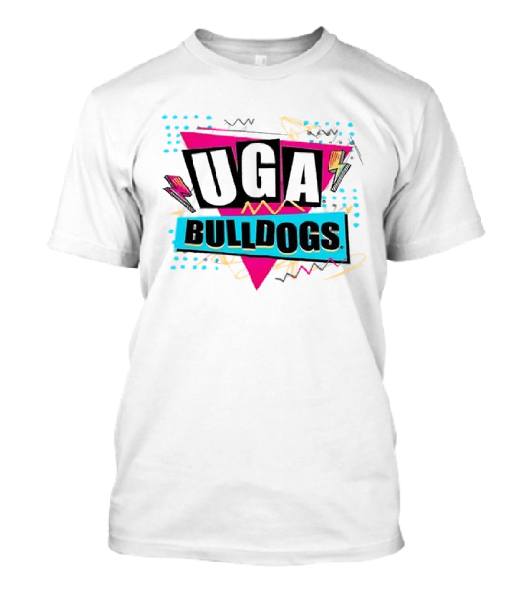 UGA Bulldogs Pink Triangle Lightning Bolts Scribbles T-Shirt