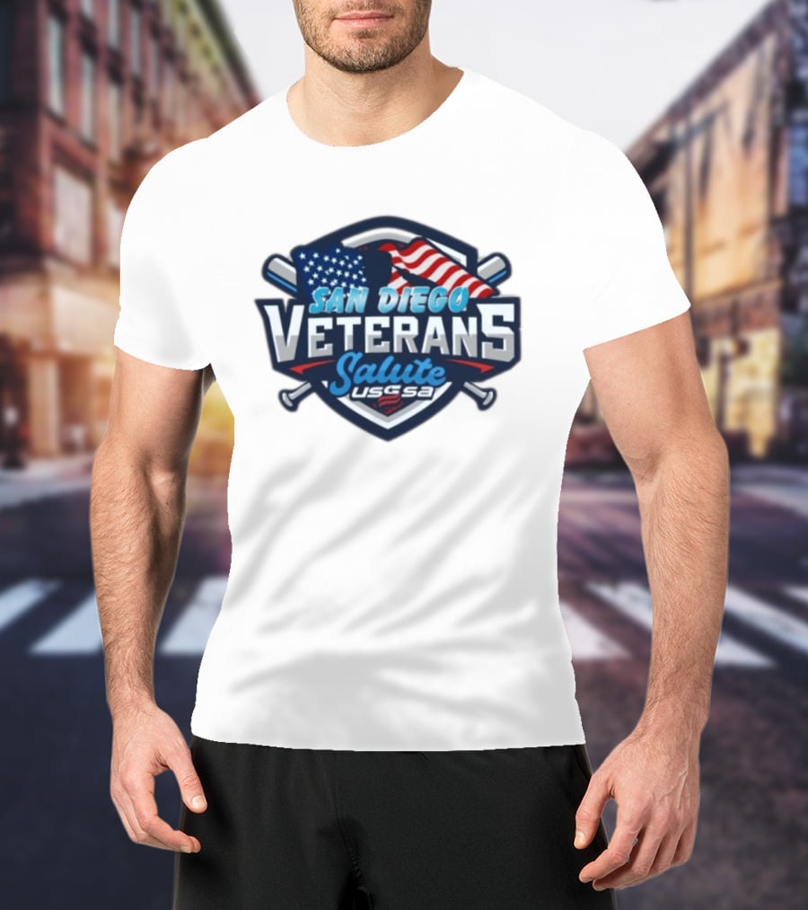 San Diego Veterans Salute USSSA Baseball Event American Flag T-Shirt
