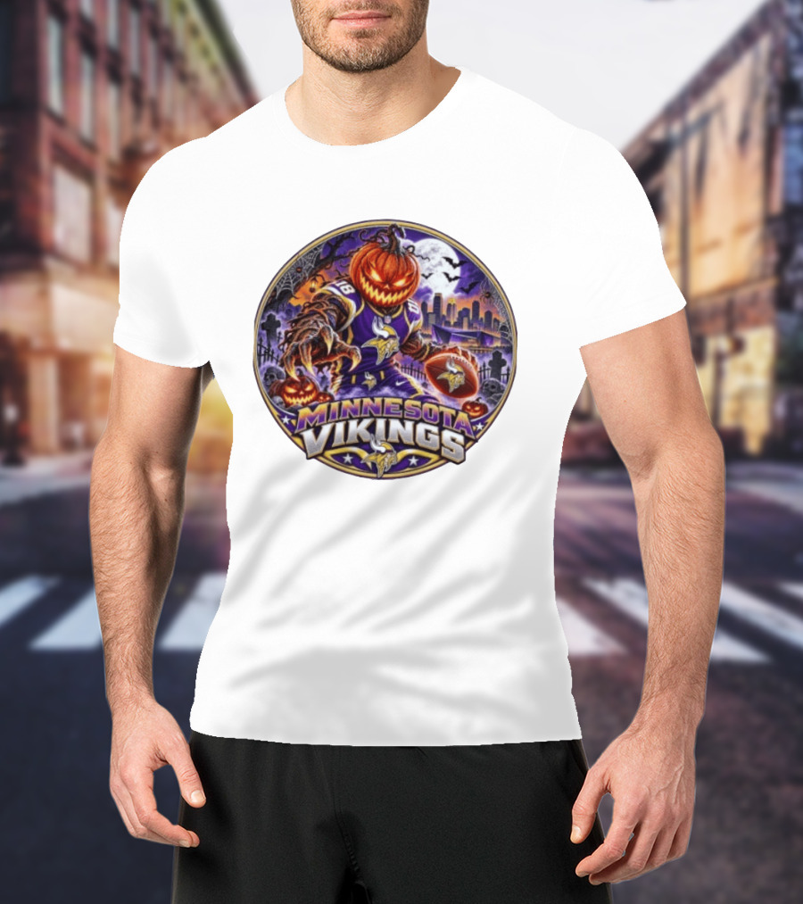 Minnesota Vikings Halloween Jack O' Lantern Football Spooky Night T-Shirt