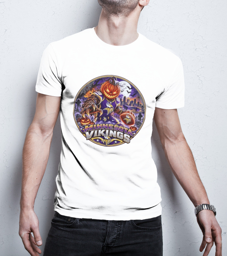 Minnesota Vikings Halloween Jack O' Lantern Football Spooky Night T-Shirt