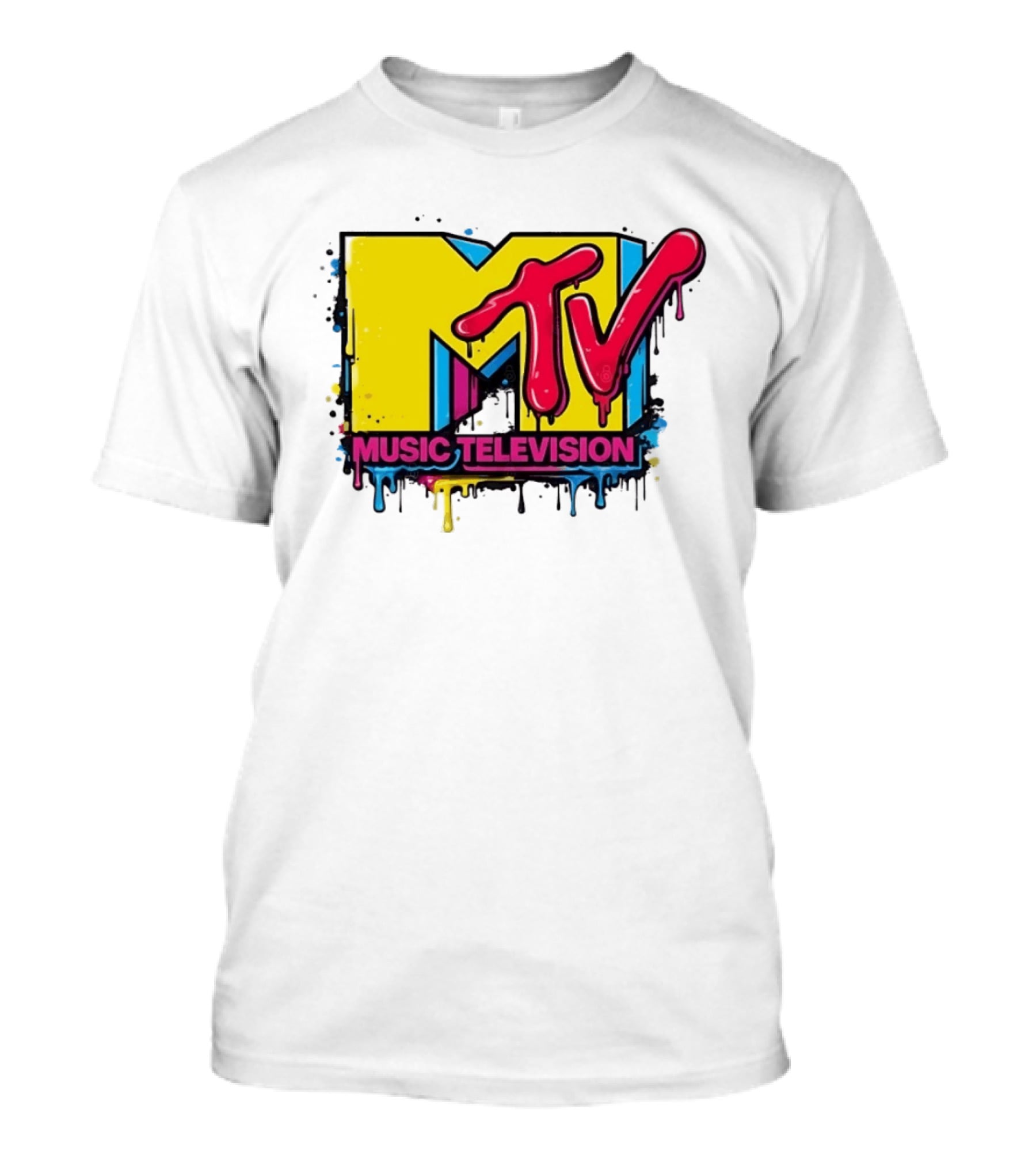 MTV Music Television 90s Nostalgia Bold Neon Drip T-Shirt