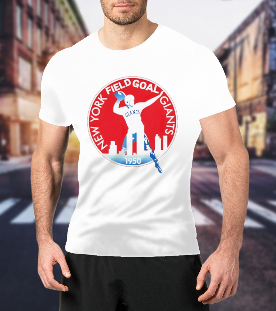 New York Field Goal Giants 1950 Football Red Skyline T-Shirt