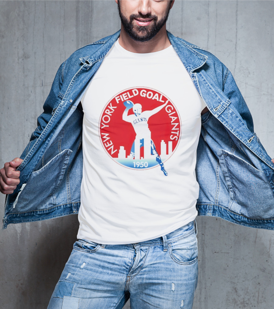 New York Field Goal Giants 1950 Football Red Skyline T-Shirt