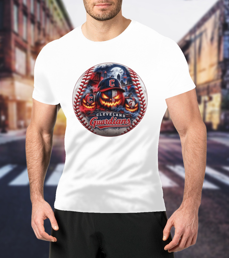 Cleveland Guardians Halloween Jack O' Lantern Spooky Baseball T-Shirt