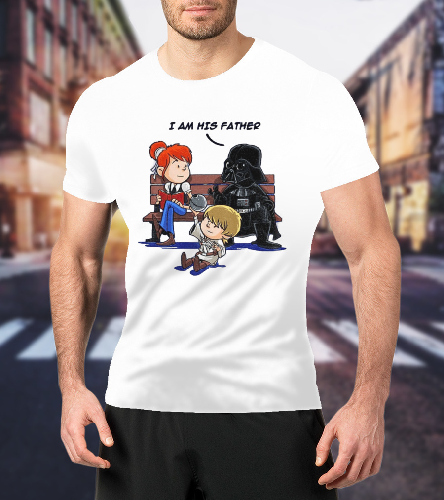Darth Vader And Luke Skywalker I Am His Father Comic Style Bench Scene T-Shirt