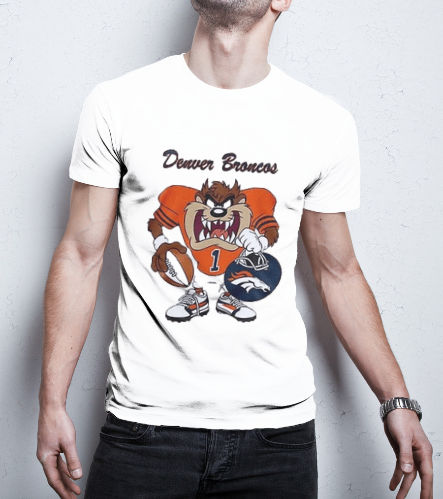 Denver Broncos Taz Looney Tunes Football Number 1 T-Shirt