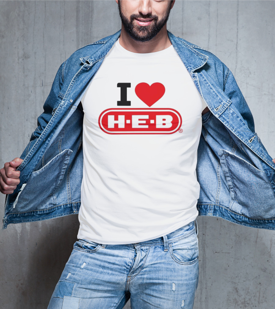 I Love H E B Texas Grocery Store Red Heart T-Shirt
