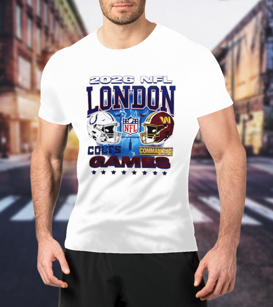 2026 NFL London Colts Commanders Games Helmets T-Shirt