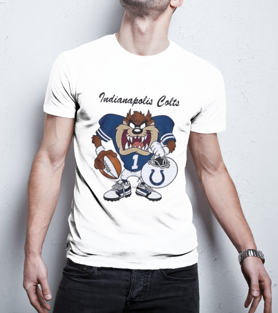 Indianapolis Colts Looney Tunes Taz Football Character Collaboration T-Shirt