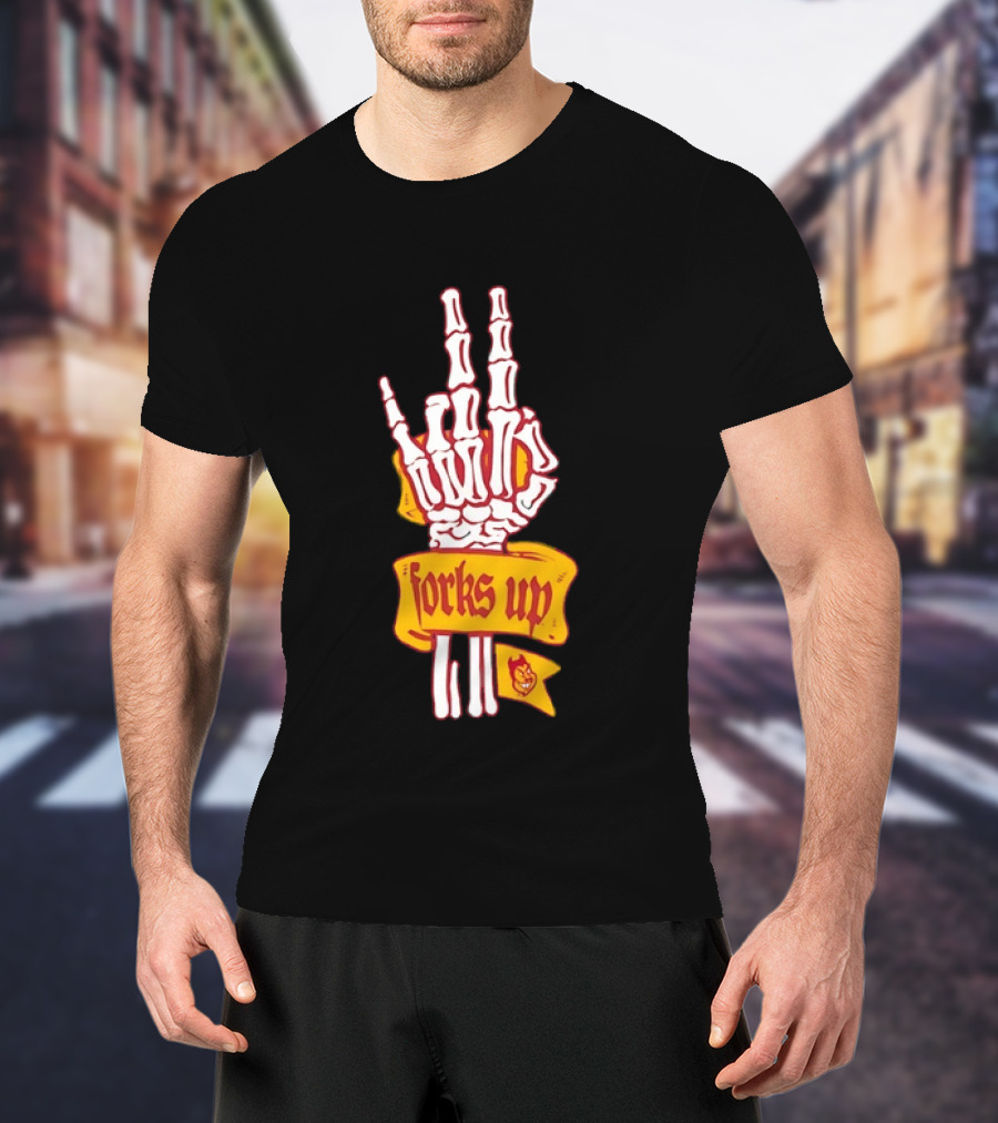 Arizona State Sun Devils Forks Up Skeleton Hand Fan Gear T-Shirt