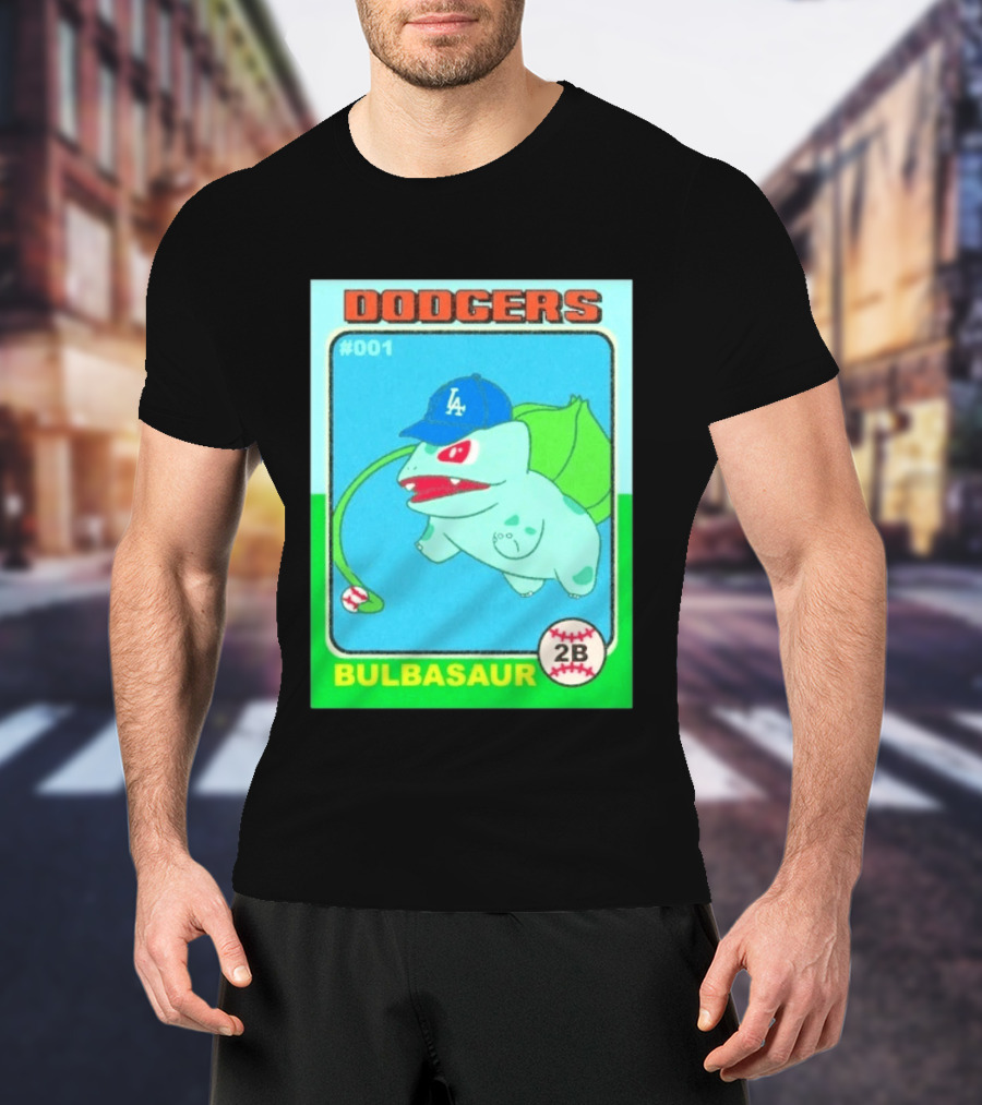 Bulbasaur Dodgers LA Cap Baseball Card No 001 T-Shirt
