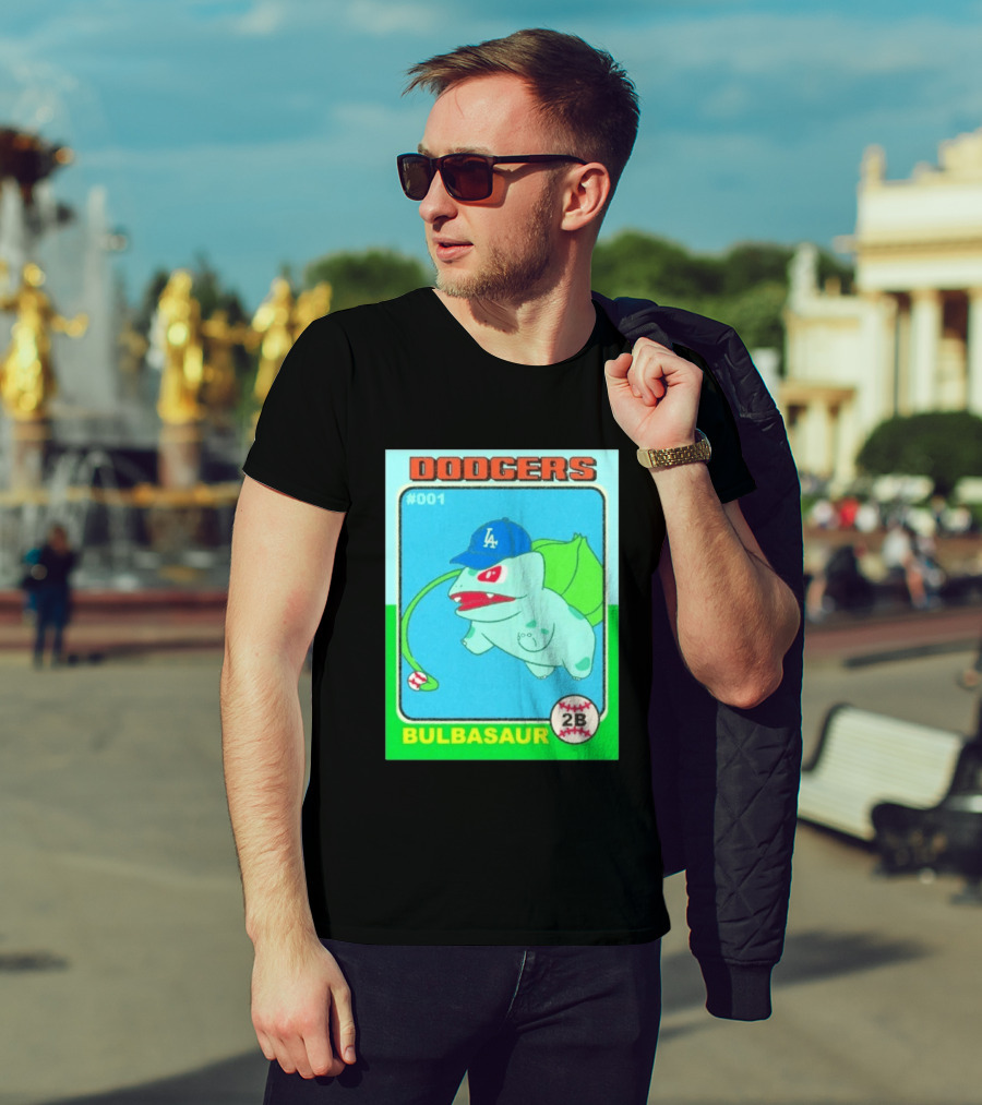 Bulbasaur Dodgers LA Cap Baseball Card No 001 T-Shirt