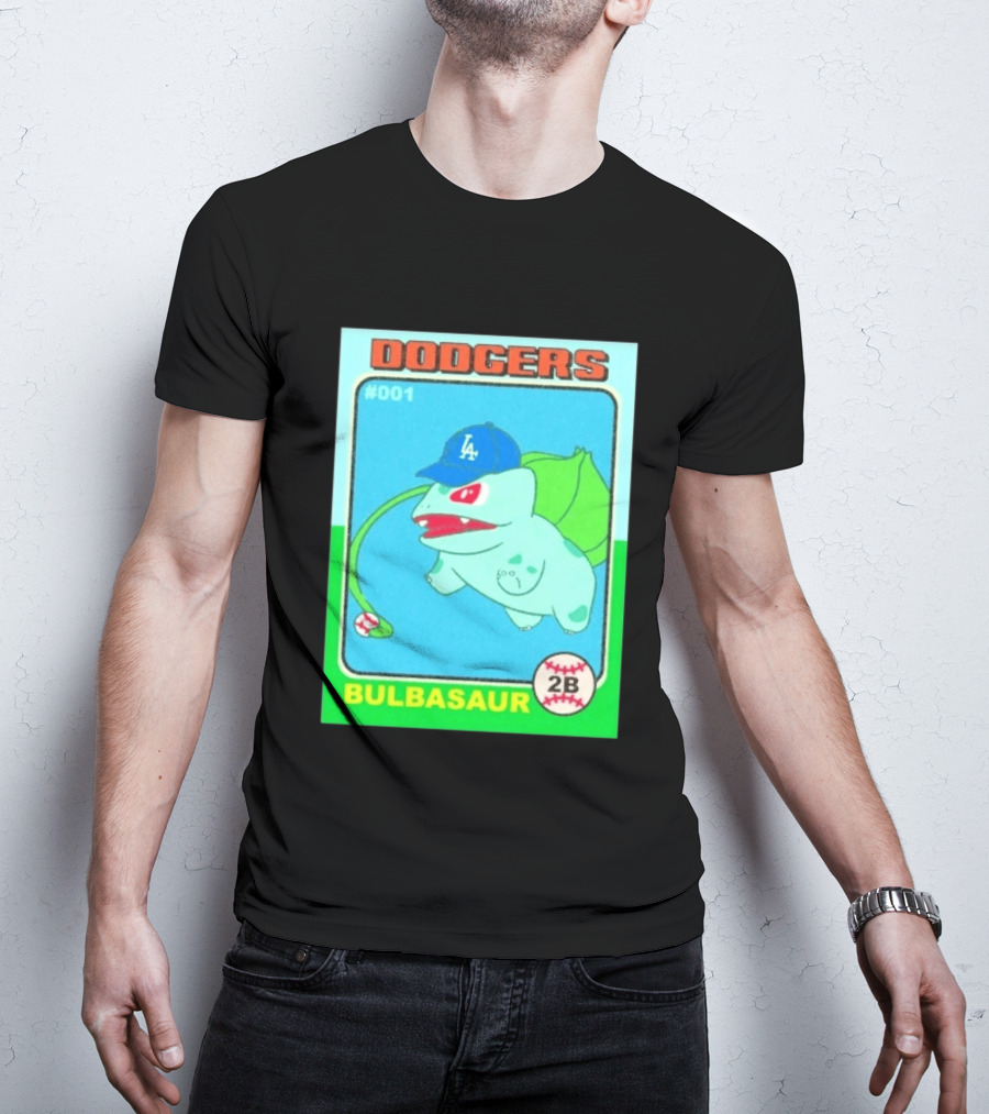 Bulbasaur Dodgers LA Cap Baseball Card No 001 T-Shirt