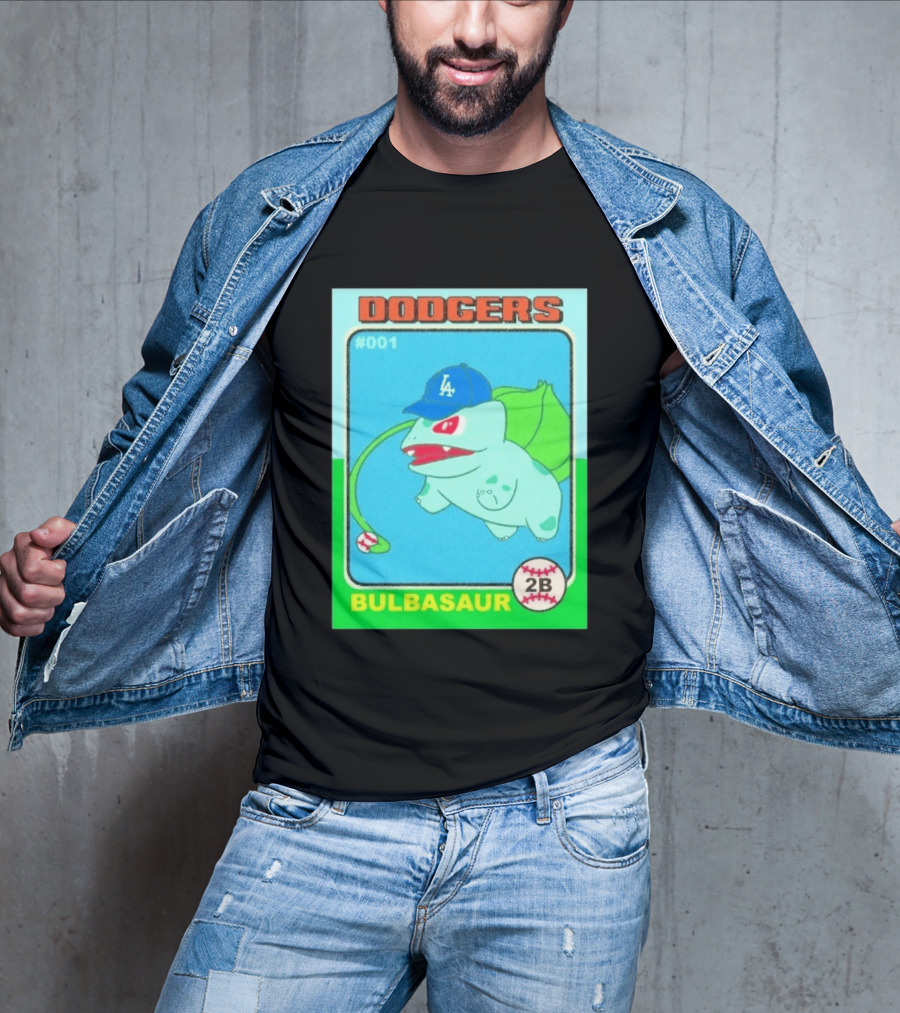 Bulbasaur Dodgers LA Cap Baseball Card No 001 T-Shirt