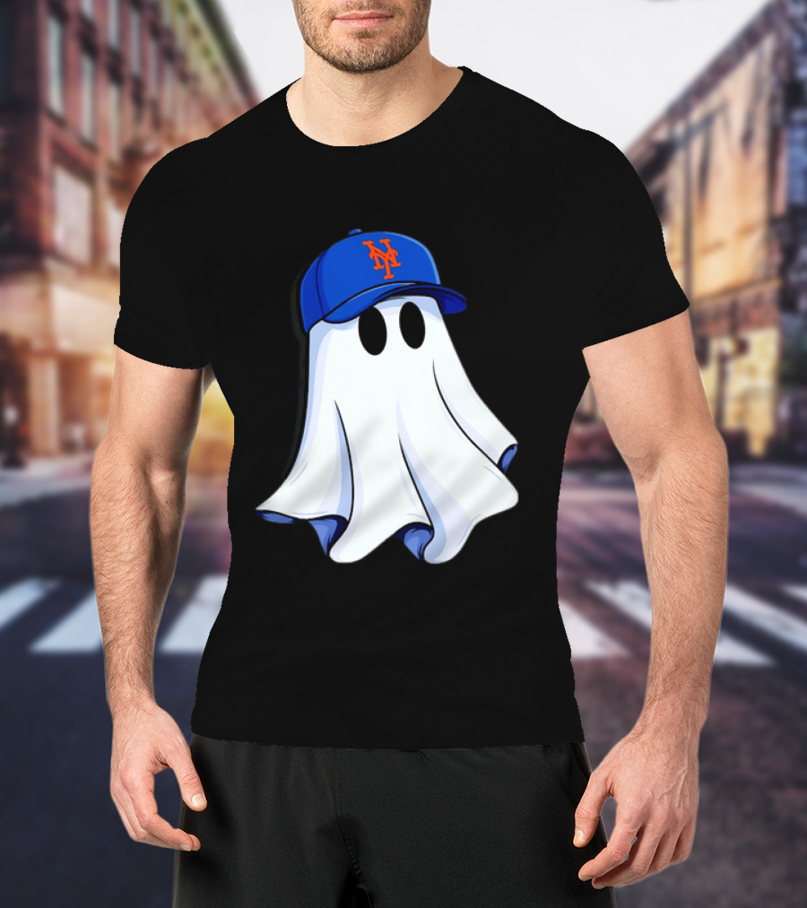 New York Mets MLB Ghost Baseball Halloween T-Shirt