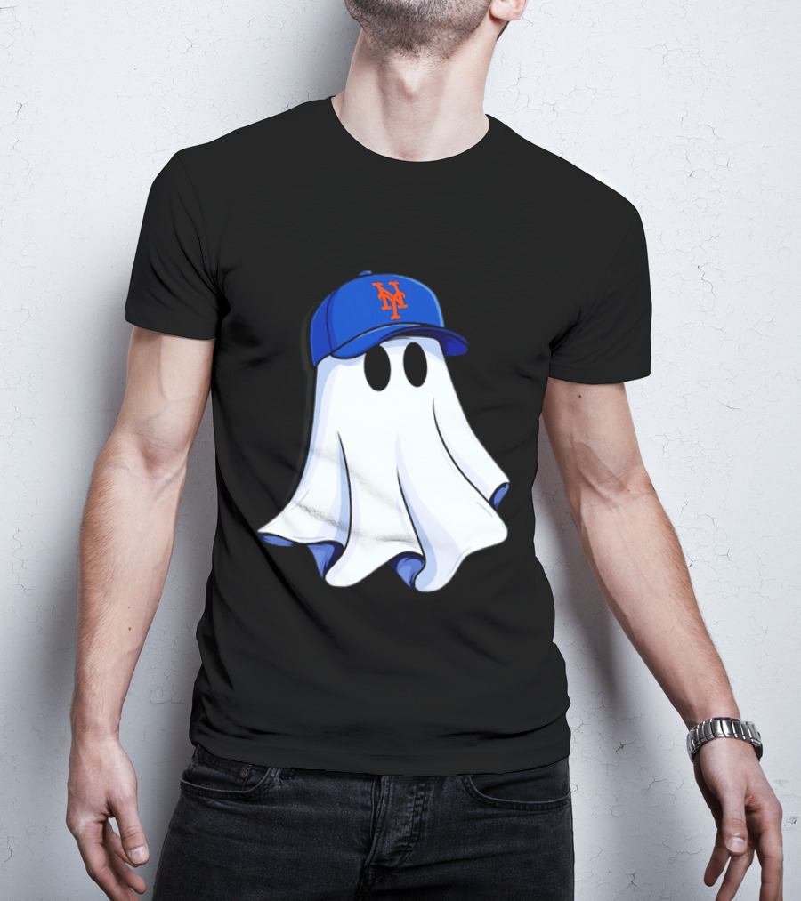 New York Mets MLB Ghost Baseball Halloween T-Shirt