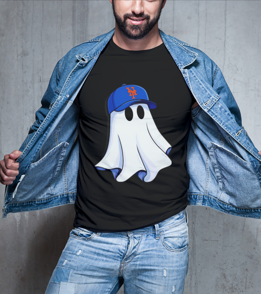 New York Mets MLB Ghost Baseball Halloween T-Shirt