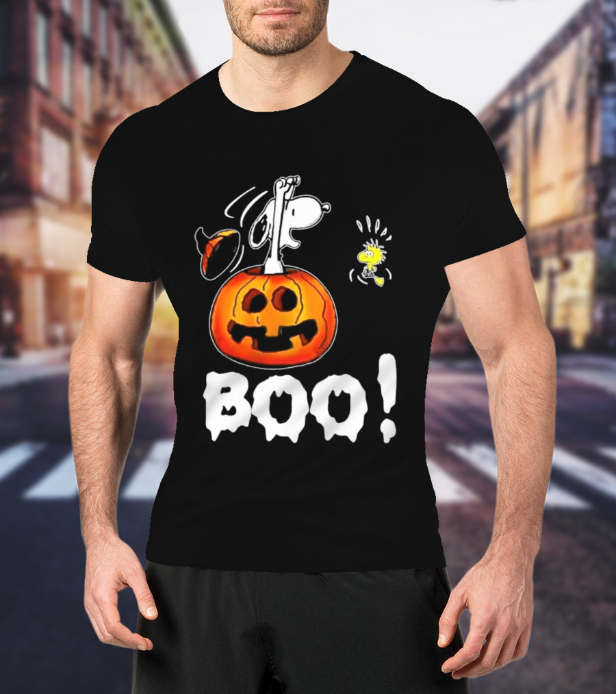 Snoopy Pumpkin Costume Woodstock Halloween BOO Peanuts T-Shirt