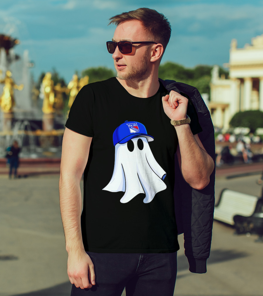New York Rangers Ghost With Blue Cap Halloween T-Shirt