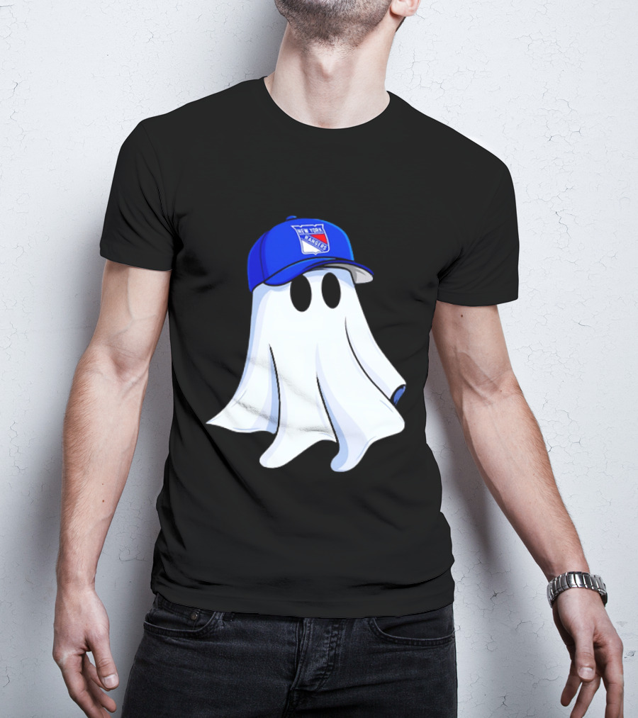 New York Rangers Ghost With Blue Cap Halloween T-Shirt