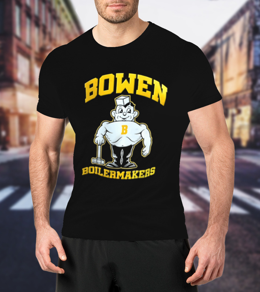 Bowen Purdue Boilermakers Muscular Cartoon T-Shirt