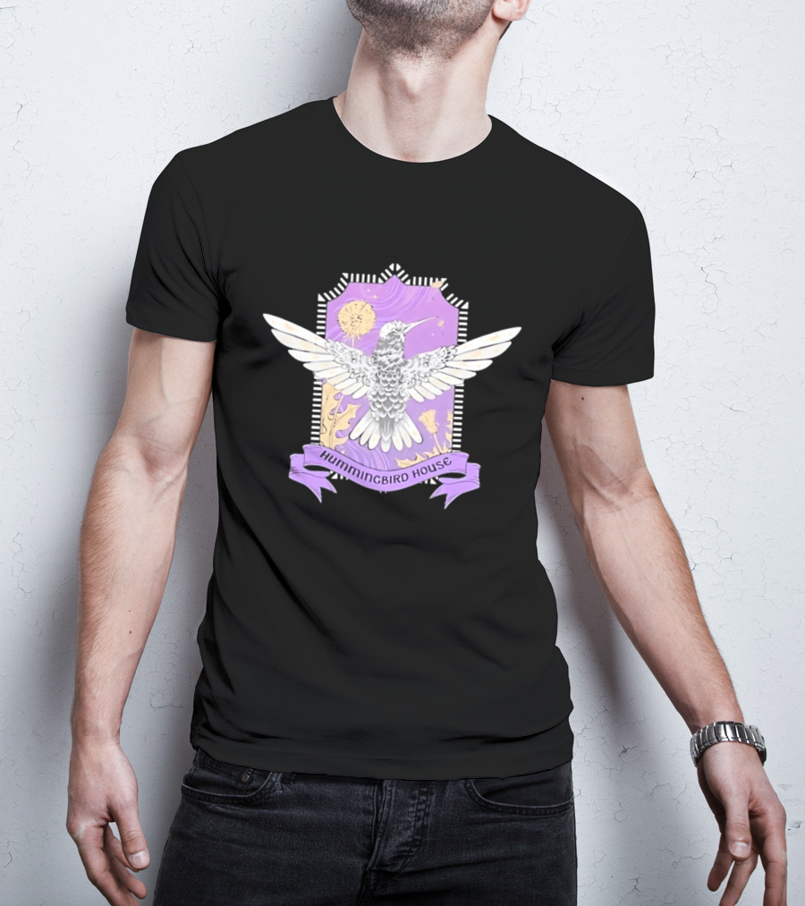 Hummingbird House Nature Botanical Dandelion Crest Purple T-Shirt