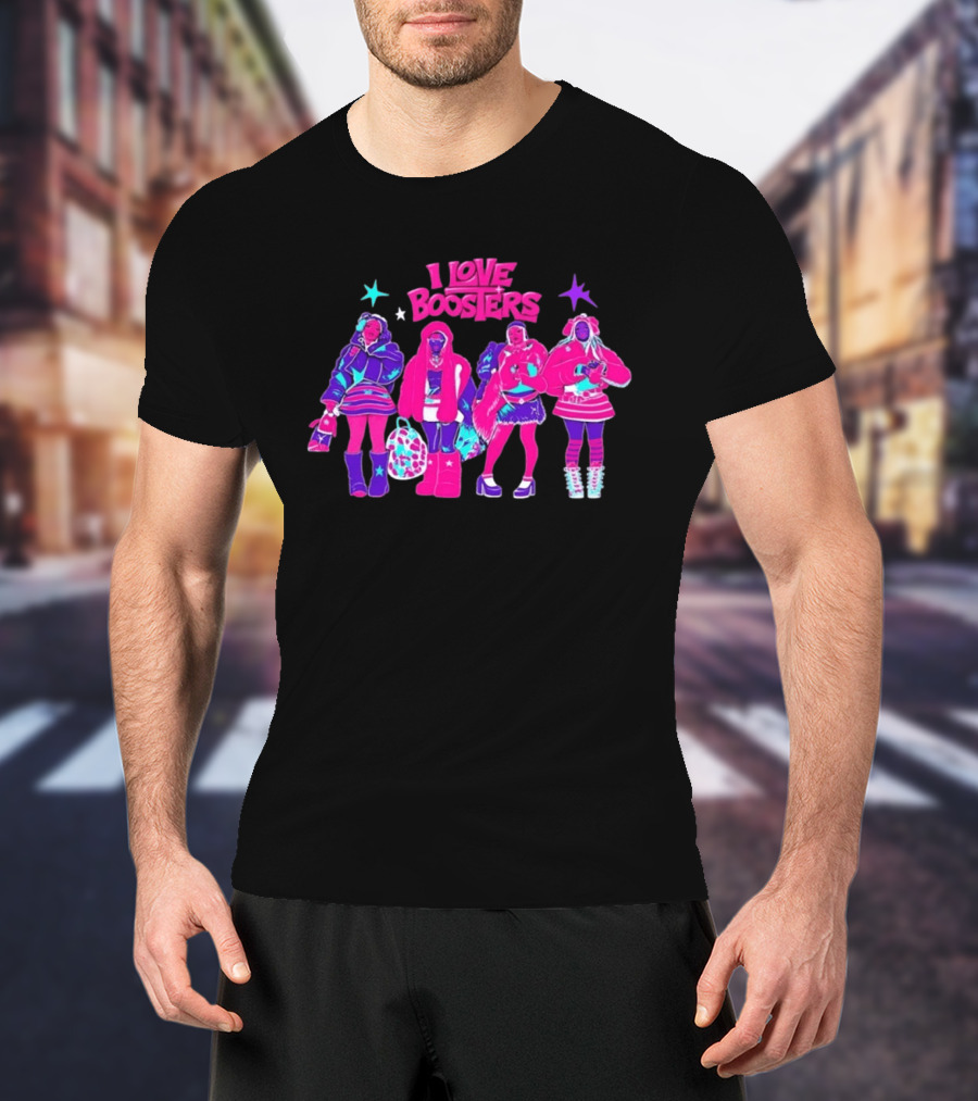 I Love Boosters Y2K Aesthetic Fashion Streetwear Style Colorful Retro Outfits T-Shirt
