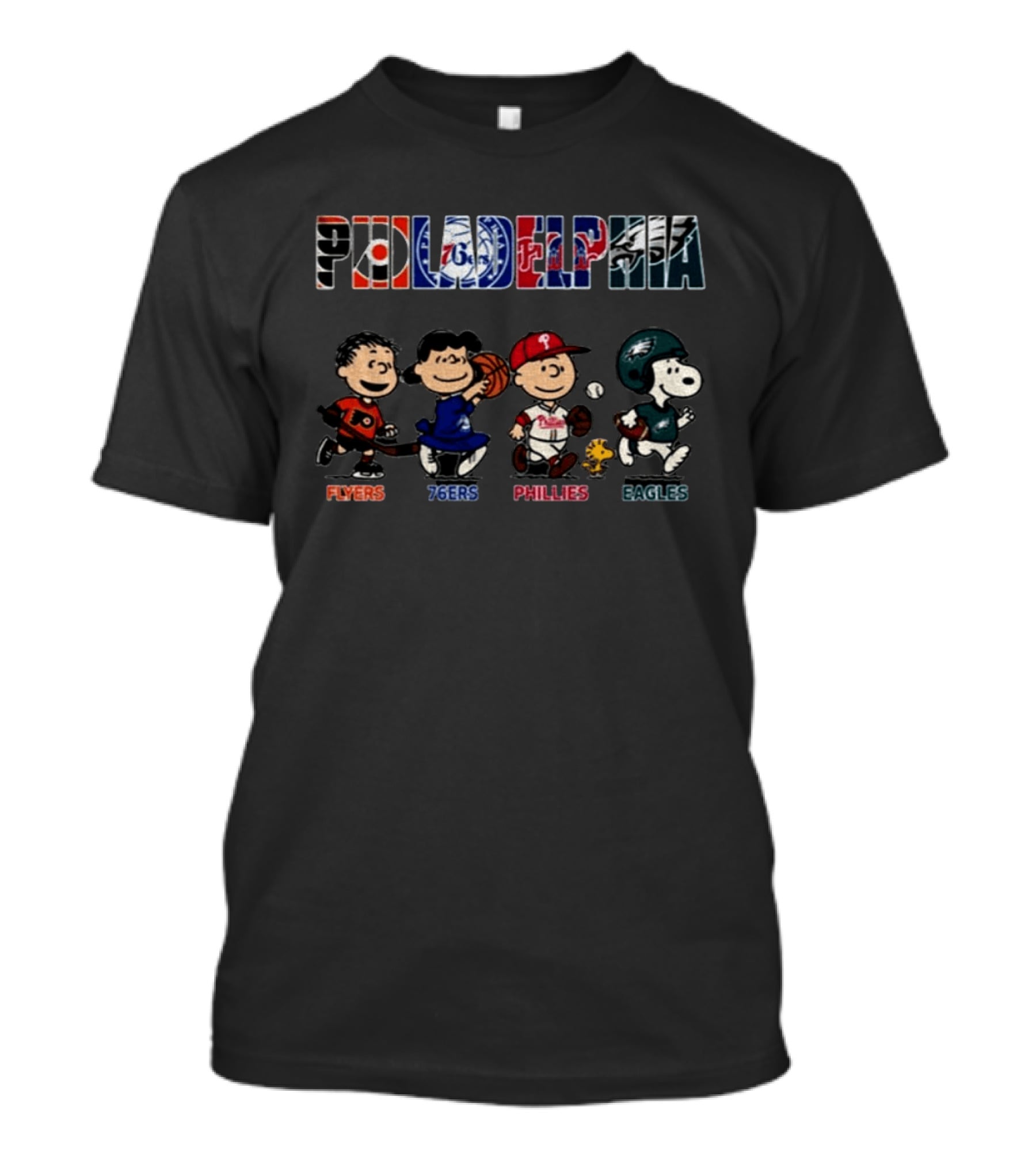 Philadelphia Flyers 76ers Phillies Eagles Peanuts Snoopy Friends T-Shirt