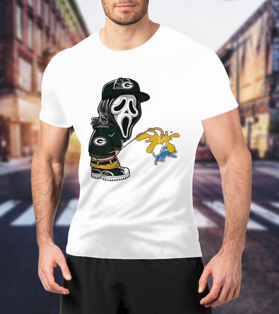 Green Bay Packers Ghostface Pissing On Detroit Lions NFL Rivalry T-Shirt