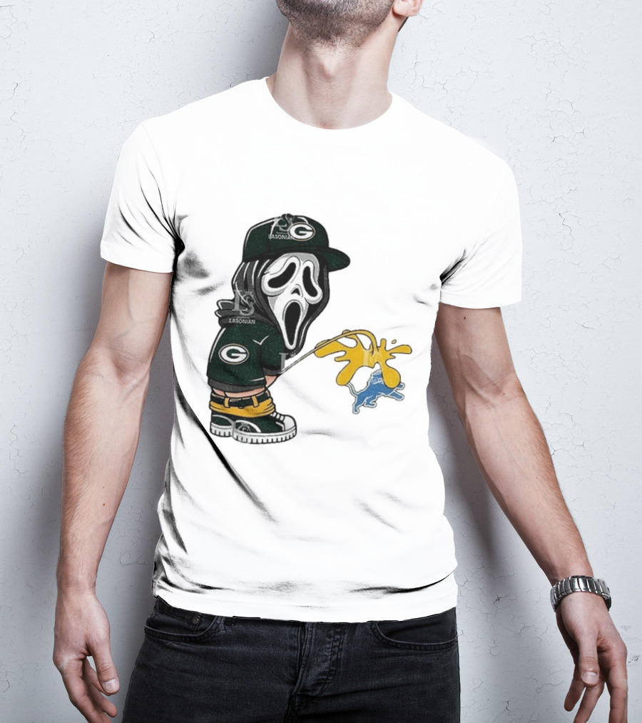 Green Bay Packers Ghostface Pissing On Detroit Lions NFL Rivalry T-Shirt