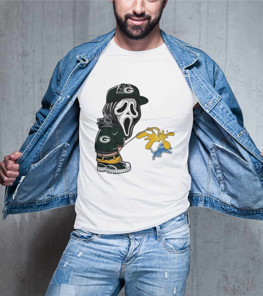 Green Bay Packers Ghostface Pissing On Detroit Lions NFL Rivalry T-Shirt