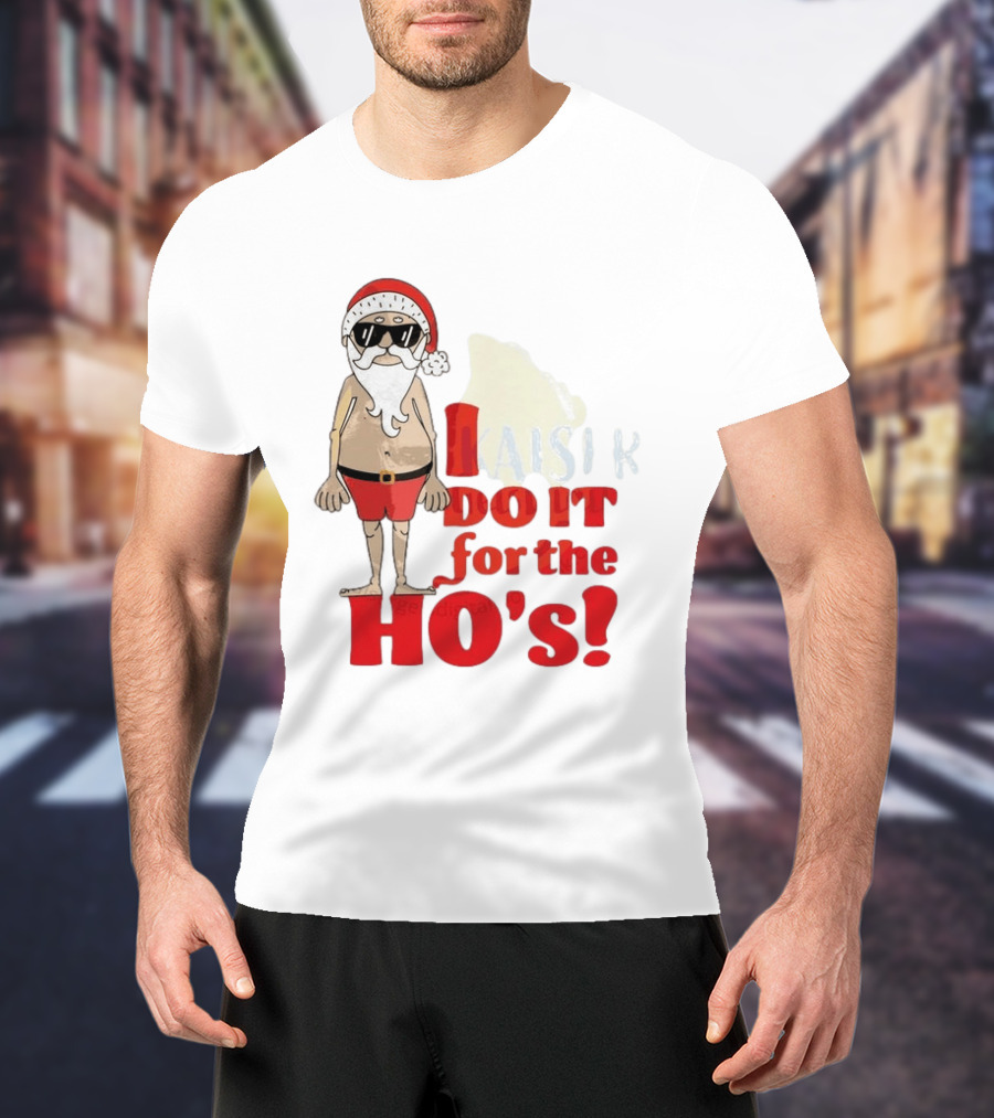 Santa Claus I Do It For The Ho's Funny Christmas Topless Sunglasses T-Shirt